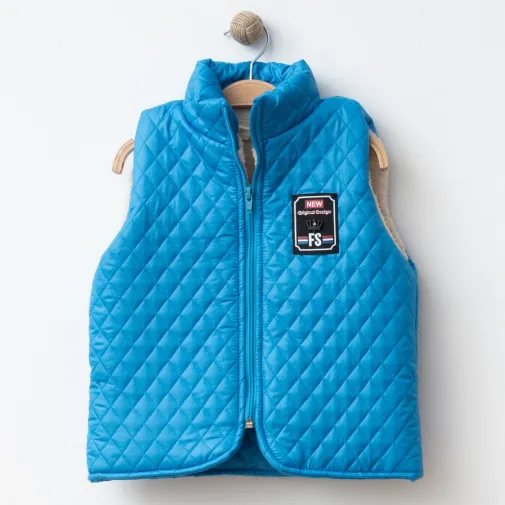 Bebolly Erkek Yelek Baklava Desenli Mavi