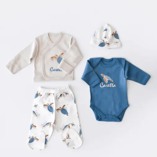 Bibaby Unisex Organik Zıbın Takımı Caretta In Live Prematüre Taş - İndigo