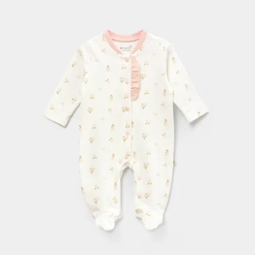 Bibaby Kız Organik Tulum The Flowers Ekru - Pembe