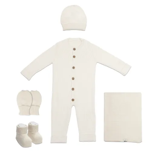 Bistyle Unisex Hastane Çıkışı 5Li Triko Knidted Style Beyaz