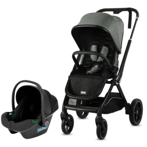 Kraft Kobe Capsule Çift Yönlü Doğumdan İtibaren 22 Kg Taşıma 360° Pu Tekerlek Ile Mükemmel Manevra Sağlayan Travel Sistem-Seyahat Sistem Bebek Arabası Black Green