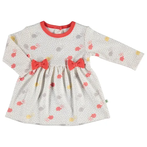Bibaby Kız Organik Elbise Natural Circus Ekru - Nar Çiçeği
