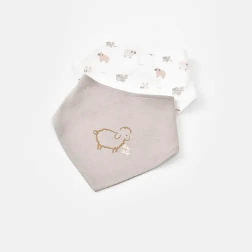 Bibaby Unisex Organik Fular Önlük 2Li Curly Sheep Bej