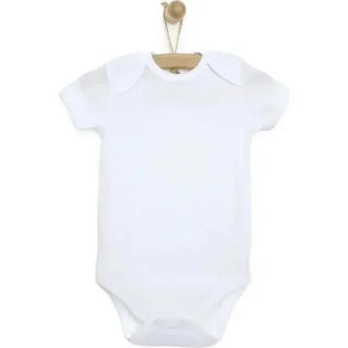 Mixi Baby %100 Pamuklu Çıtçıtlı Bebek Body Kısa Kol Beyaz