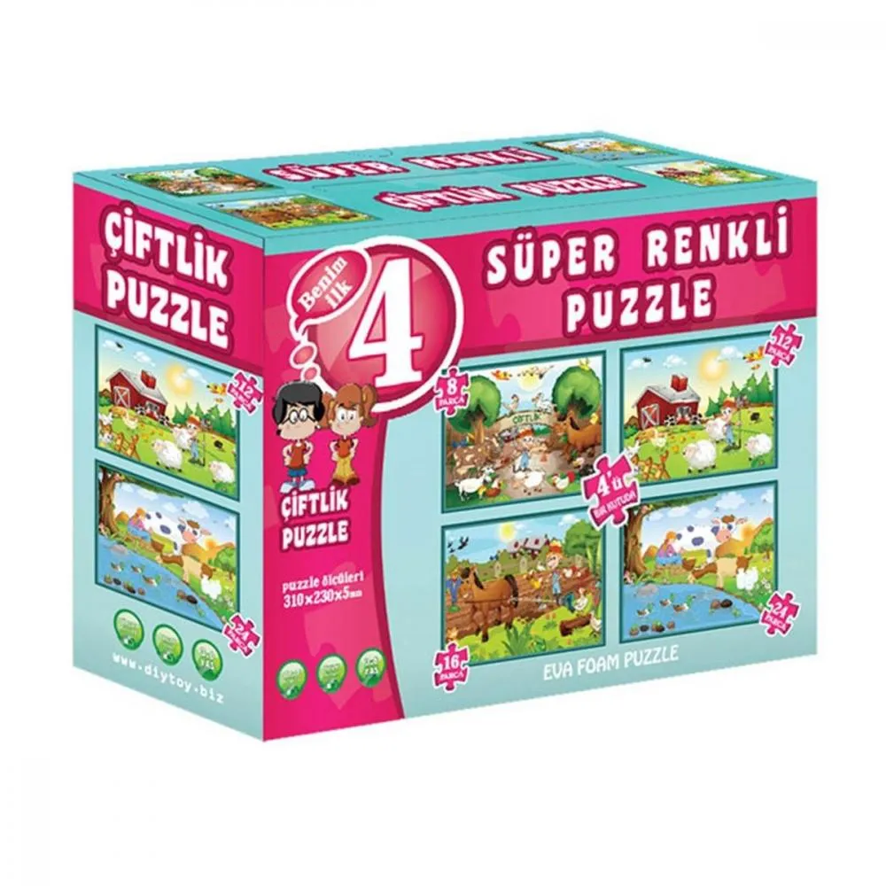 ベビーコレクション Pembe Yayınevi Puzzle Boyama - Çocuklar İçin Boyama Seti - Kelebek